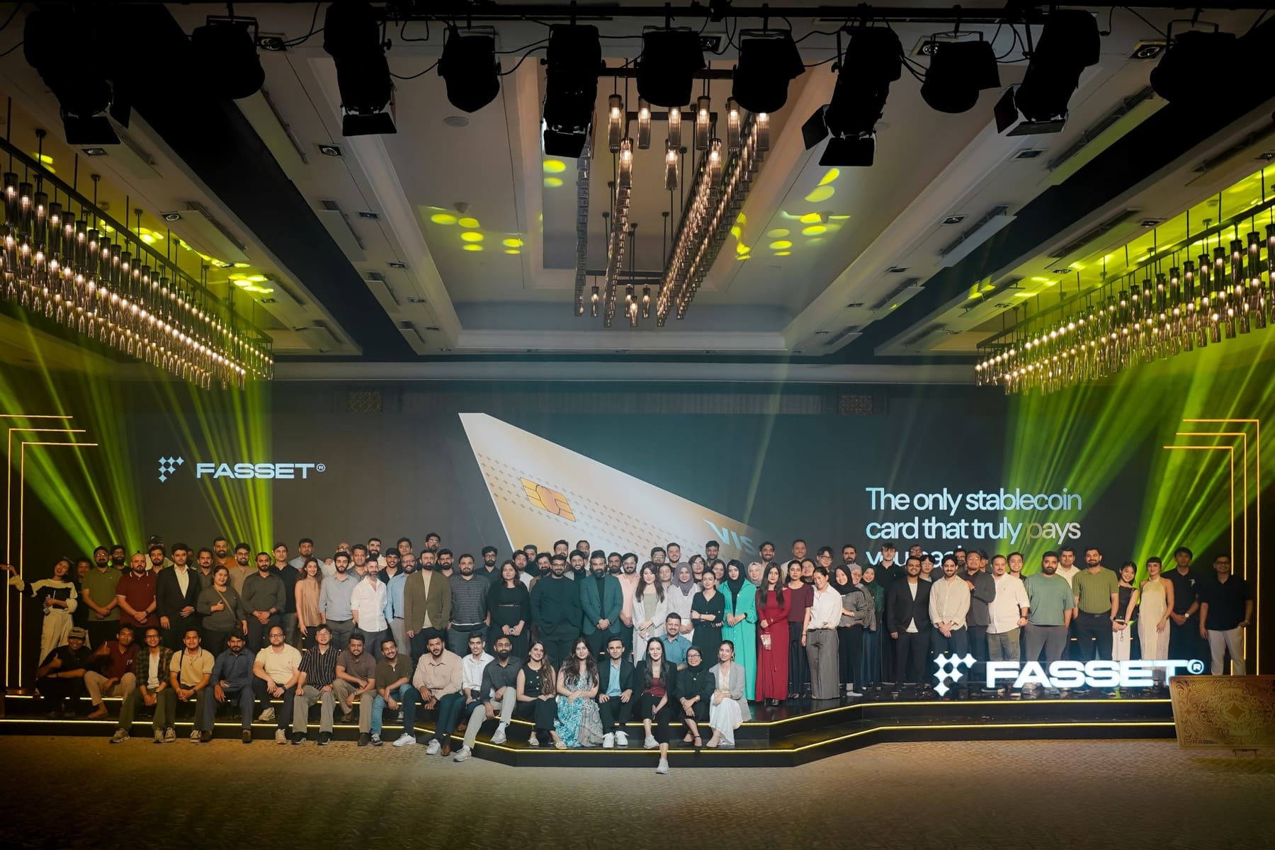 The Fasset team on stage at the Fasset Card launch